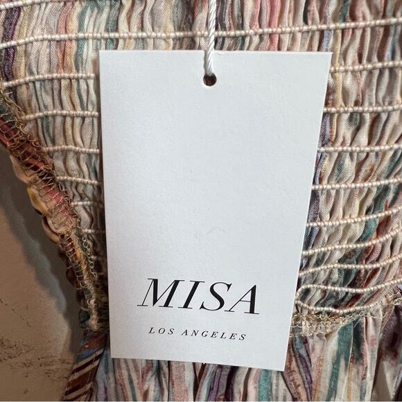 NWT MISA XS Myka Ikat $510 Strapless Cutout Smocked Cotton Blend Dress - Picture 7 of 8